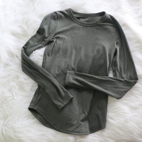 No Boundaries Forest Green Ribbed Long-Sleeve T-Shirt – Size XS 🍃 - Picture 3 of 7